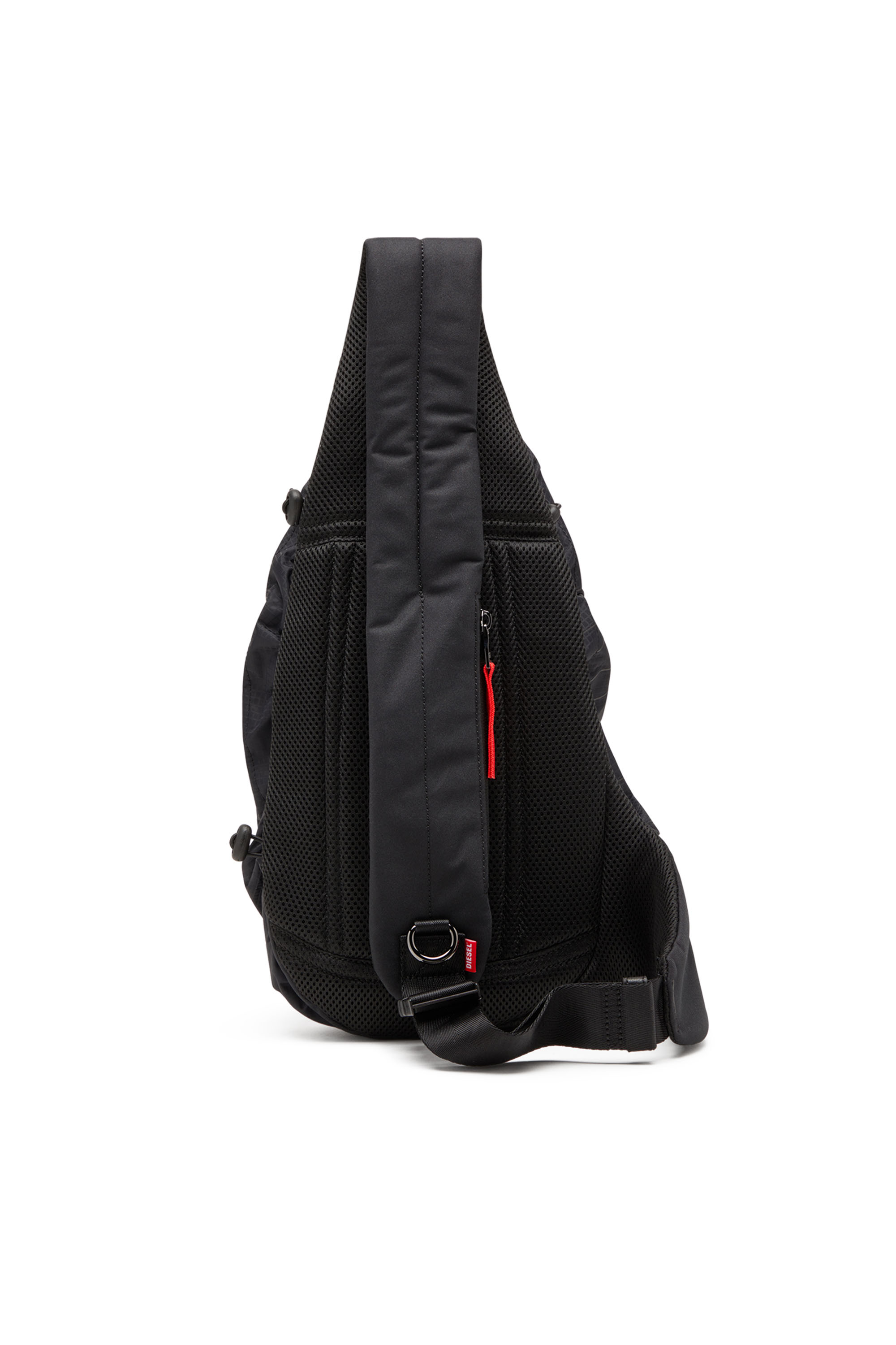 Diesel - ZIP-D SLING BAG X, Unisex Sling backpack in check-jacquard shell in Black - Image 2