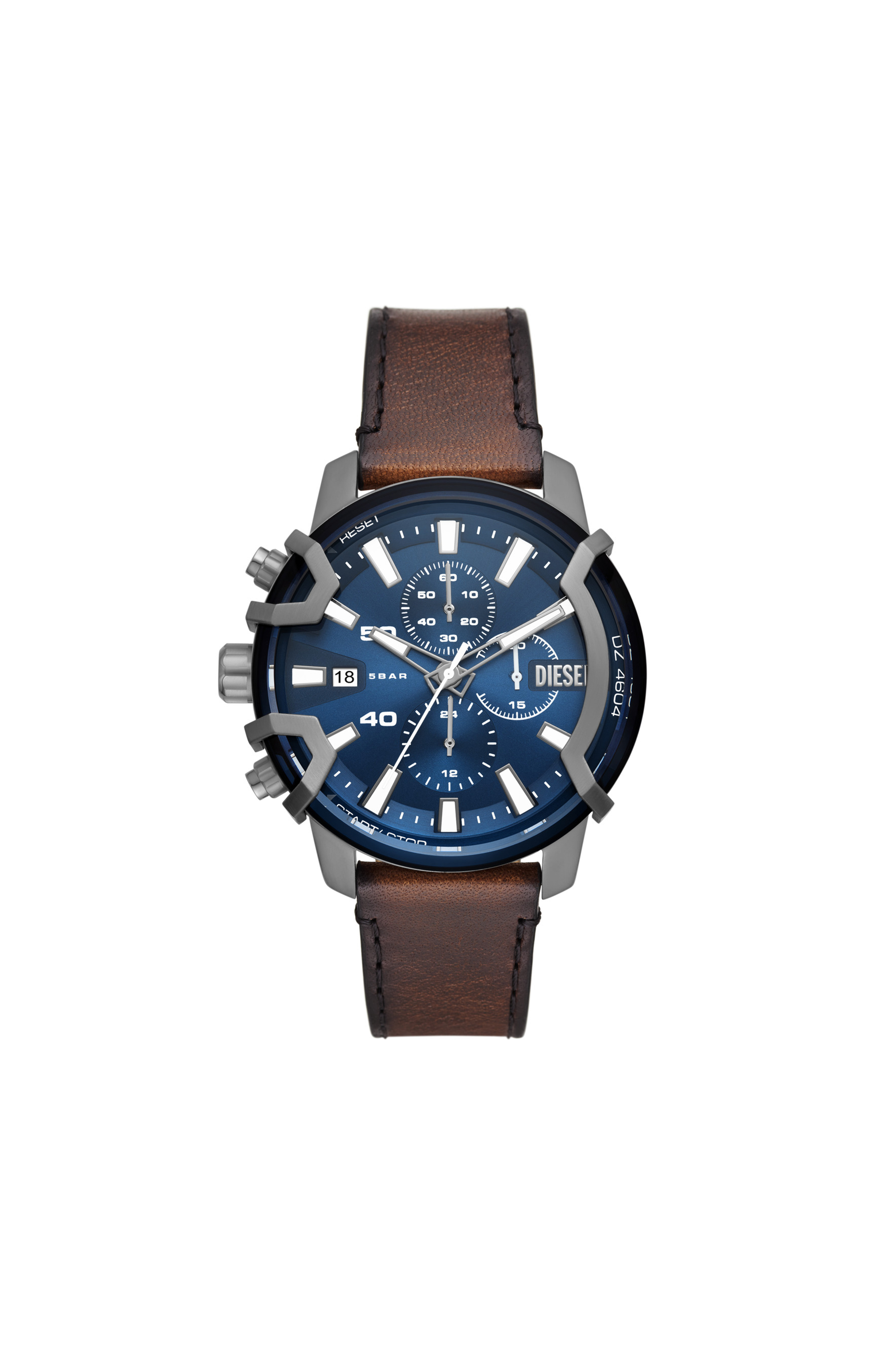 Diesel - DZ4604, Man Griffed Chronograph Brown Leather Watch in Brown - Image 1
