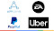  Logos von Applovin, EA, PayPal und Uber