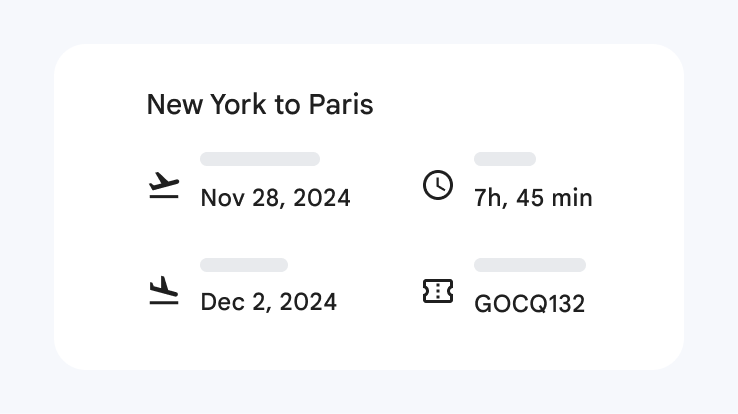 Flying schedule from New York to Paris.