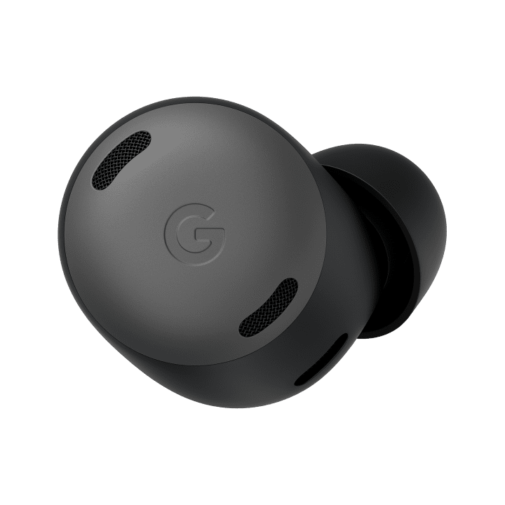 Front-view of a Pixel Buds Pro earbud in Charcoal