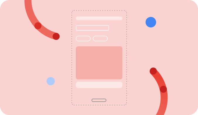 An abstract illustration of a phone UI, surrounded by ribbons that represent AI.
