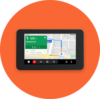 Car dashboard navigating with Android Auto