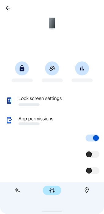 Family Link UI shows app permissions with the ability to toggle settings on and off.
