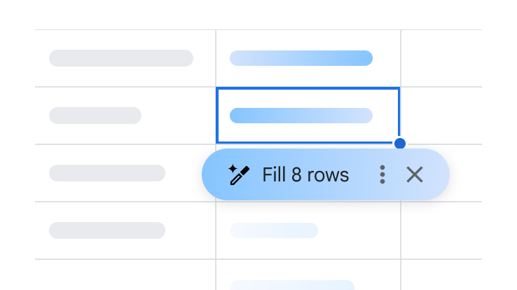 Gemini suggests to fill 8 rows in Sheets