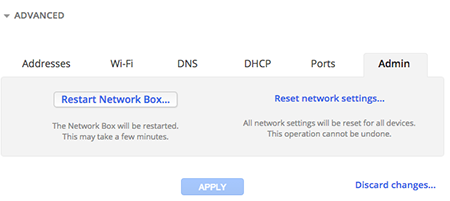 Reset network settings in Google Fiber account