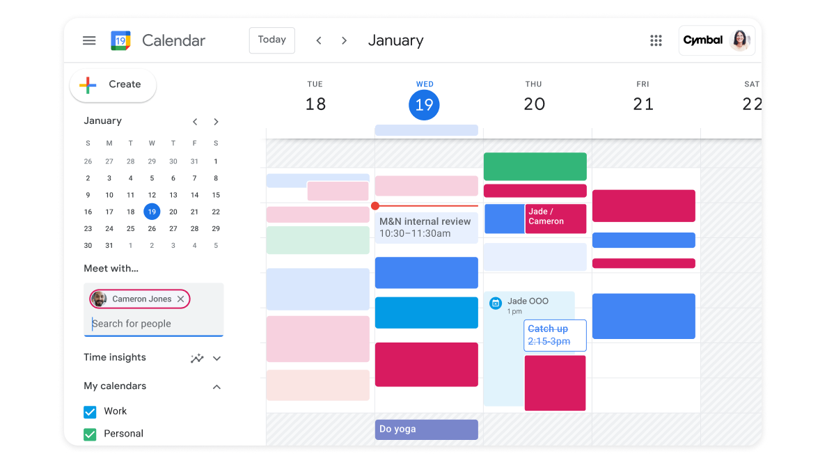 Mit Google Kalender können Teams und Organisationen ganz einfach Termine planen und Räume buchen.