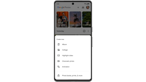 Gör en video med höjdpunkter av klipp och bilder genom att söka på sökord i Google Foto och generera en förhandsgranskning på en Android-telefon.
