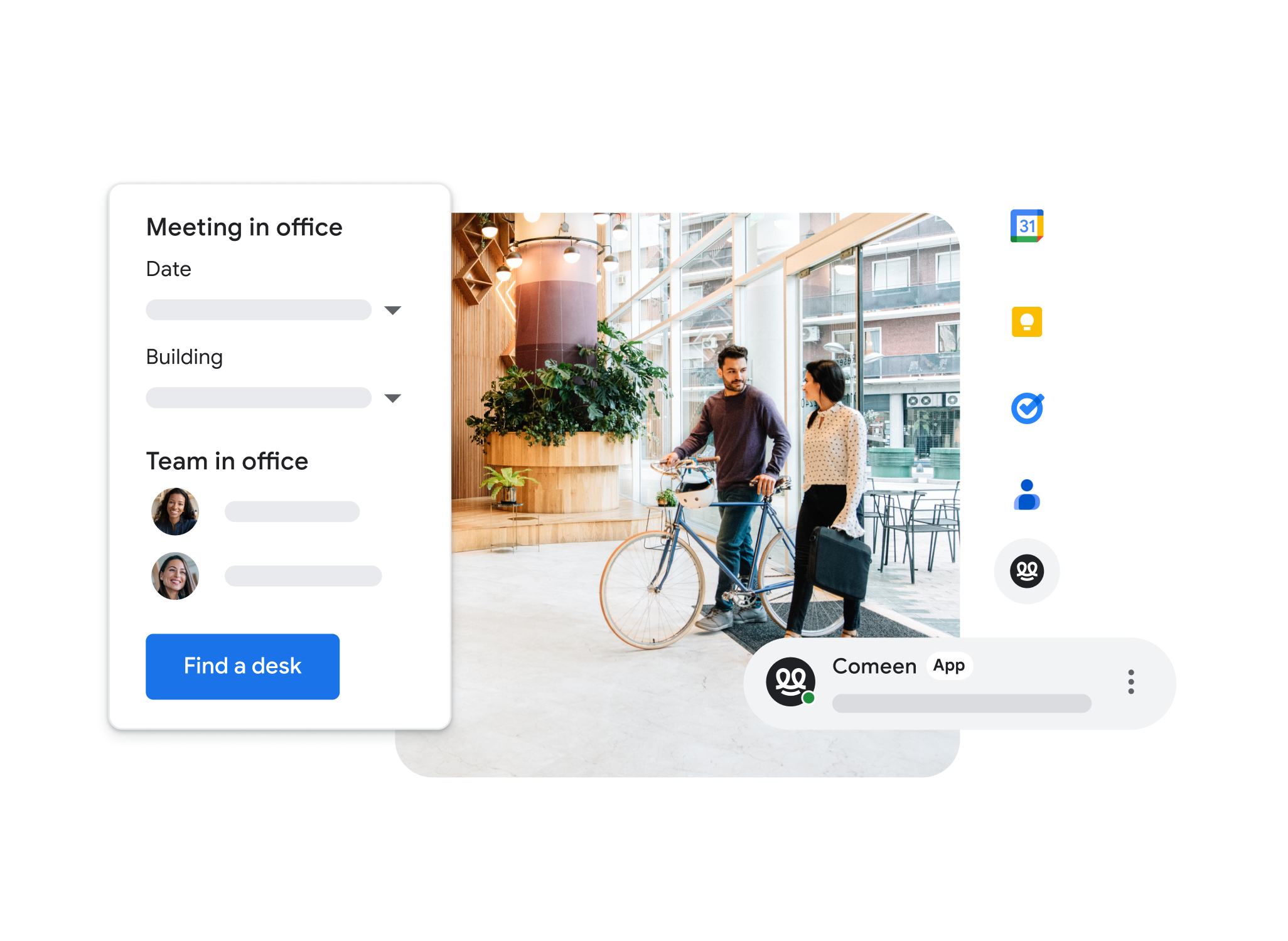 Un utilisateur utilise l'intégration Google Meet pour accéder à des réunions à partir d'autres applications