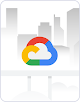 Google Cloud logo over a cityscape