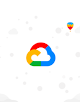 Logotipo do Google Cloud com balões ao fundo