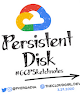 Persistent Disk with Google Cloud とイラスト風テキストで記述されたクラウド ロゴ