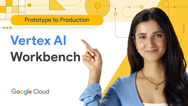 Woman pointing to ‘Vertex AI Workbench’ text