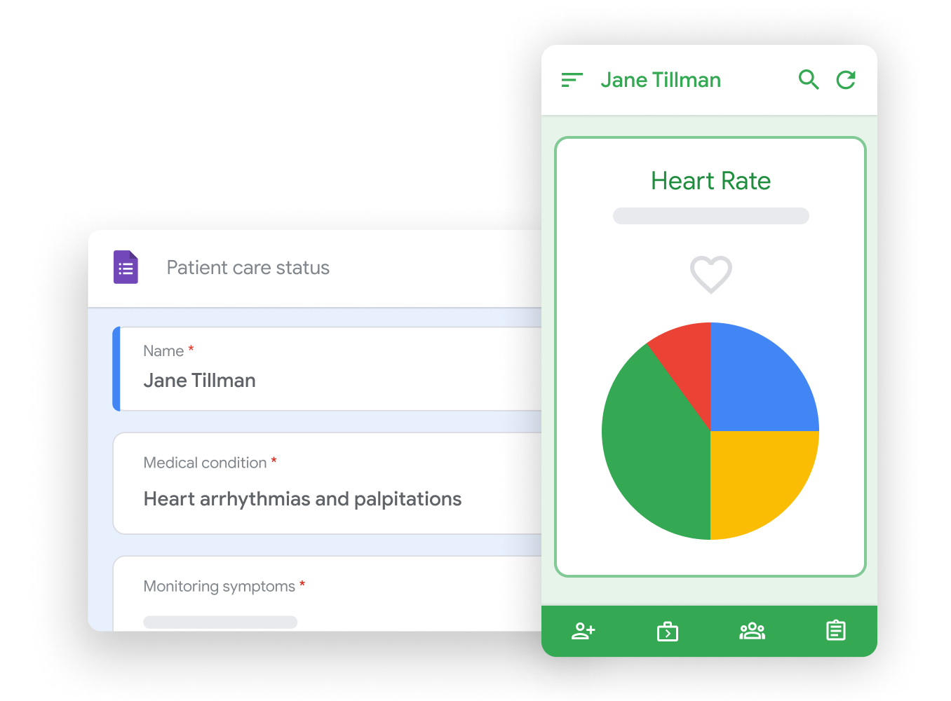 Workspace 삽화 그래픽: Google AppSheet에서 심박수 차트를 심층 연구