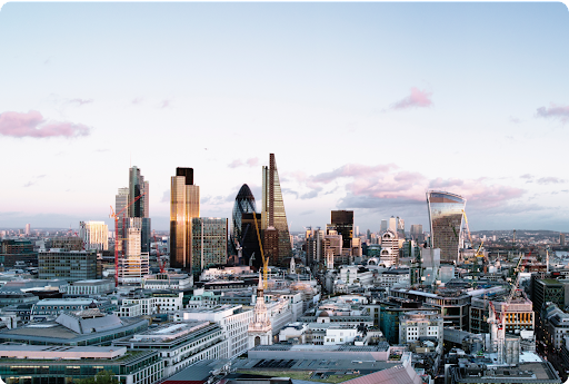 A daytime cityscape showing downtown London, United Kingdom.