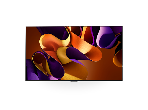 A TV with an abstract colorful image on screen.
