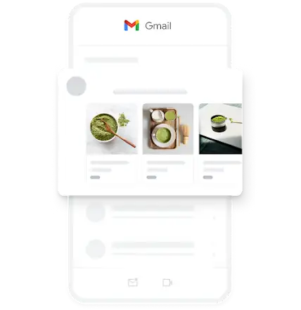 Gmail ऐप्लिकेशन में मौजूद मांग बढ़ाने में मदद करने वाले मोबाइल विज्ञापन का उदाहरण, जिसमें ऑर्गैनिक मैचा की कई तरह की इमेज दिखाई गई हैं.