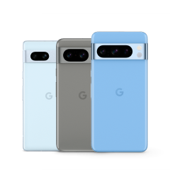 Three Pixel Phones, side by side.