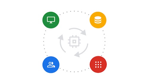 Icons showing  various aspects of the internet ecosystem are connected by dotted lines and arrows.