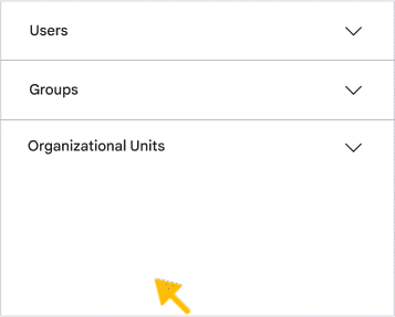 Find where to search for organizational configuration units or groups, in the Admin console.