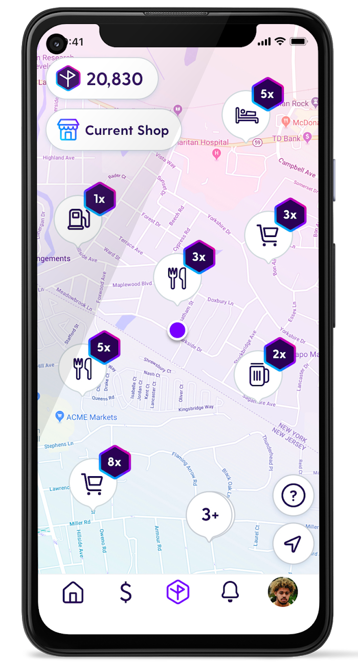 Customers can view their points based on the location of the transactions