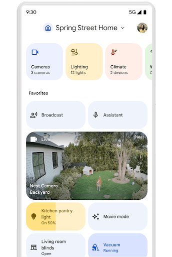 The Google Home app displays camera views on a mobile device.