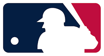 野球選手がバットをスイングしているメジャーリーグ ベースボール ロゴ