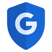 Blue safety shield with pointed tip and Google's capital G logo in the middle.