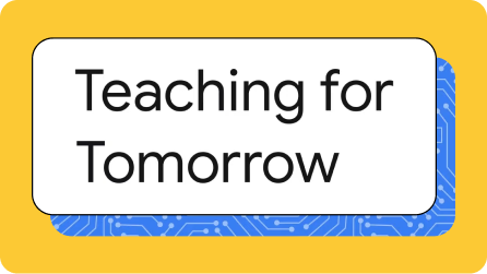 A card that says “Teaching for Tomorrow” on a yellow background.