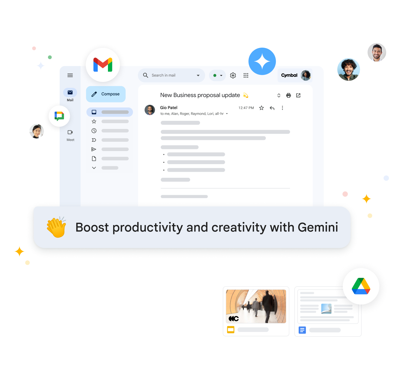 Workspace için Gemini, Gmail'de e-postaları özetleyerek ve e-postalara yanıt önerisinde bulunarak üretkenliğinizi artırmanıza yardımcı olur.