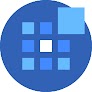 Icon with cube comprising 9 cubes. Top right cube is pulled out and enlarged
