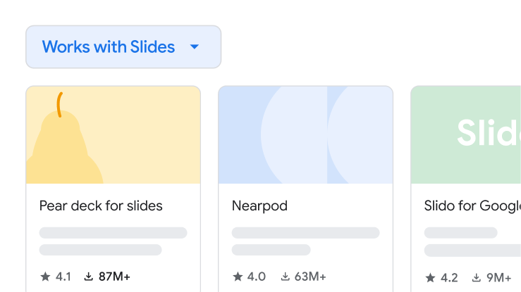 ส่วนเสริมของ Google สไลด์ รวมถึง Pear Deck, Nearpod และ Slido