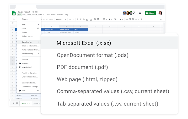 Google Sheets and Microsoft Excel compatibility 
