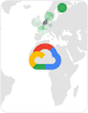 mapa mundial con puntos verdes