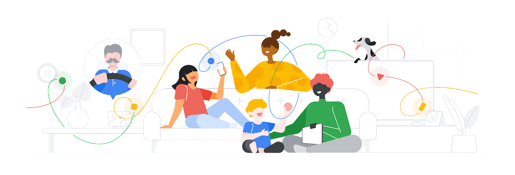 Illustration of a diverse family group