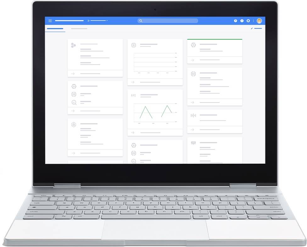 Laptop Chromebook sul quale è visualizzata la dashboard Google.