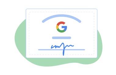 رسم توضيحي لشهادة تحمِل أول حرف من شعار Google.
