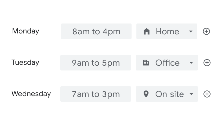 毎日の業務時間や勤務場所を Google カレンダーに設定