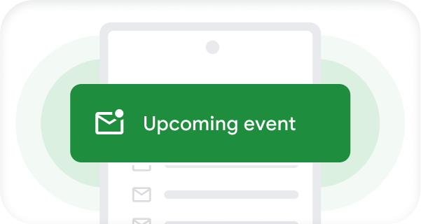 A mobile push notification that reads 'Upcoming event' 