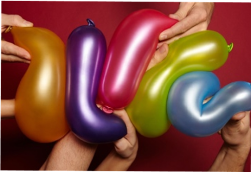 Five balloons being squished together