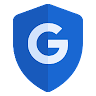 Blue safety shield with pointed tip and Google's capital G logo in the middle