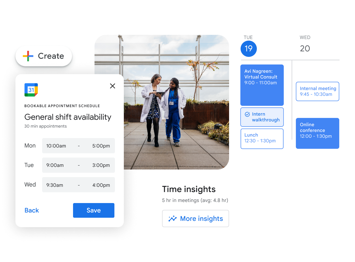 Google Calendar to create appointment scheduling and manage routine tasks.