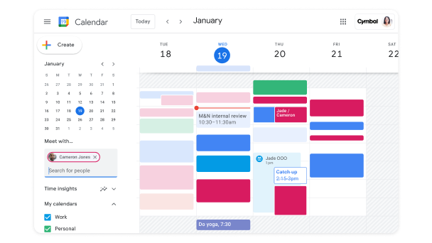 Mit Google Kalender können Teams und Organisationen ganz einfach Termine planen und Räume buchen.