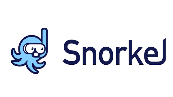 Snorkel と書かれた文字と、シュノーケル用具をつけたタコが描かれた Snorkel AI のロゴ