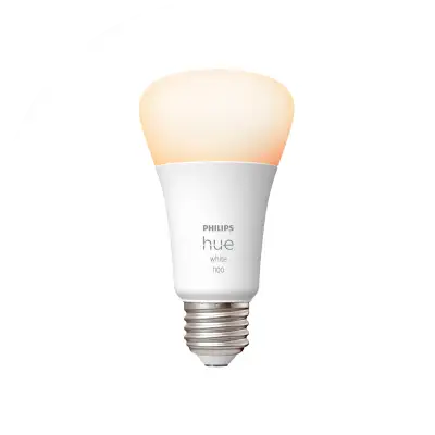 A Philips Hue smart bulb.