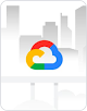 도시 경관 위에 놓인 Google Cloud 로고