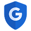 Un bouclier bleu à pointe symbolisant la sécurité avec le G majuscule de Google au milieu
