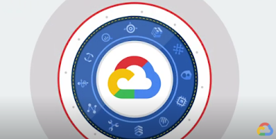 Google Cloud 的標誌位於圓形的中心處