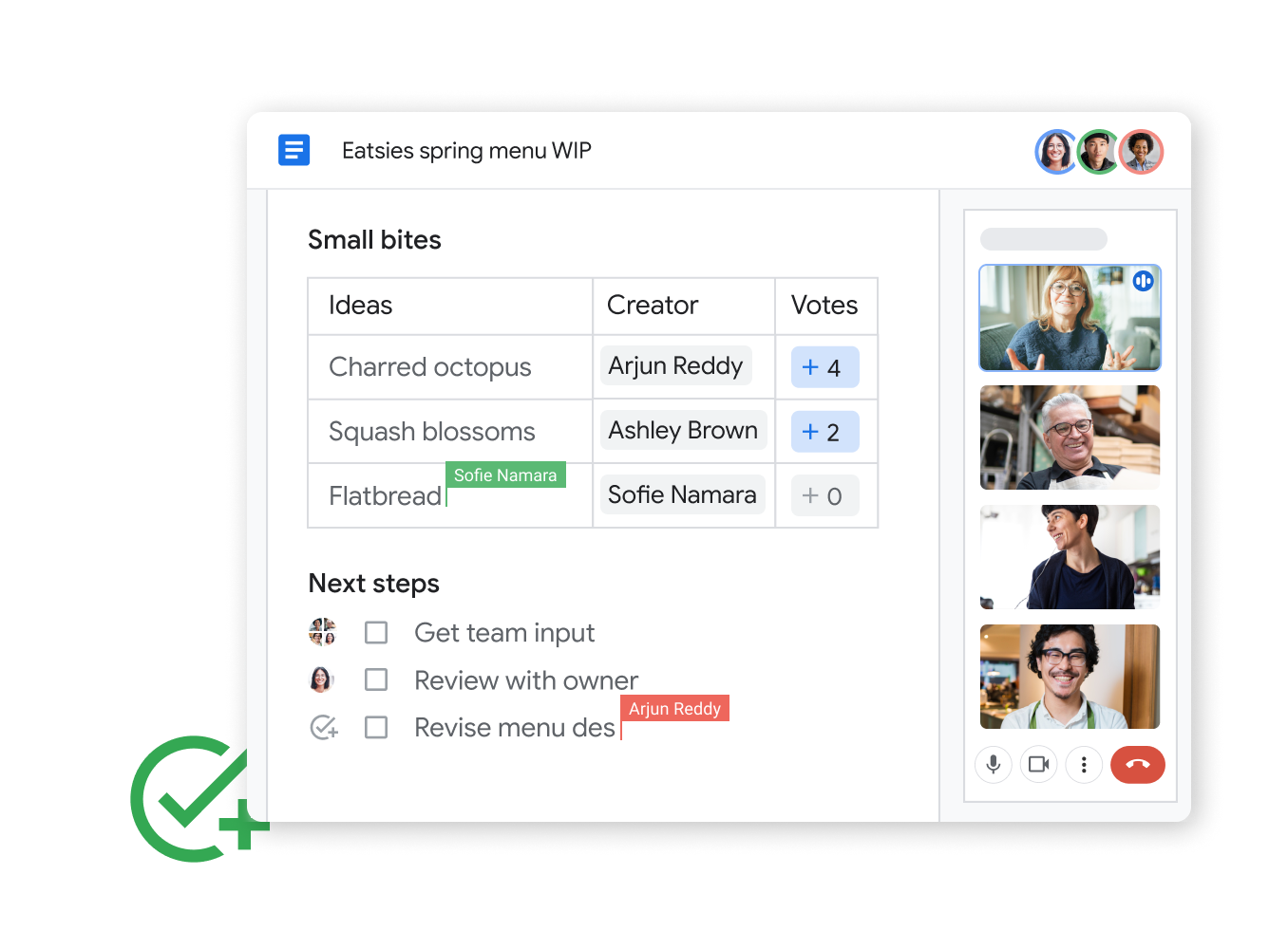 Workspace illustrative graphic - teammates share and edit google sheets seamlessly with google chat