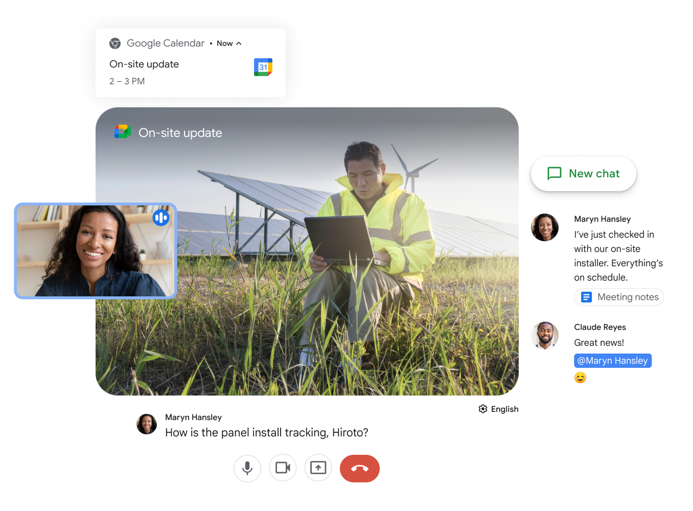 Google Meet ve Google Chat sayesinde ekibinizle ortak çalışın.